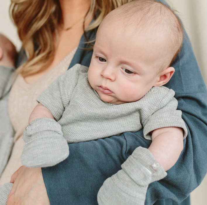 Bamboo Organic Cotton Stay-On Mitts - Thunderstorm
