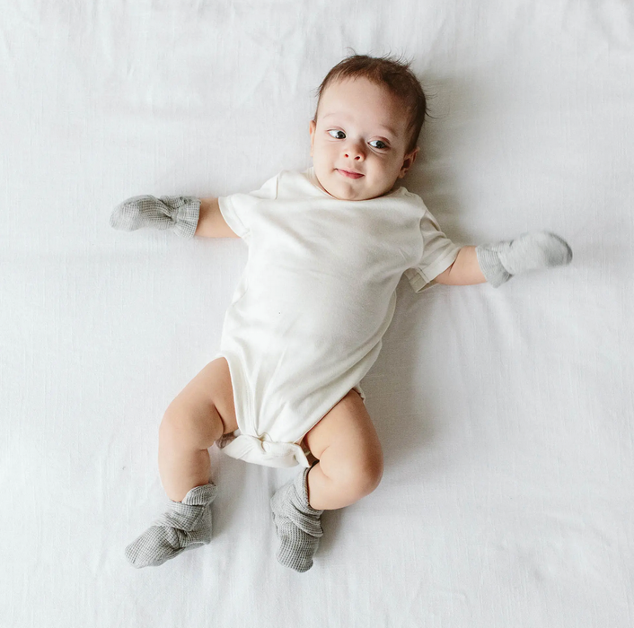 Bamboo Organic Cotton Stay-On Mitts - Thunderstorm
