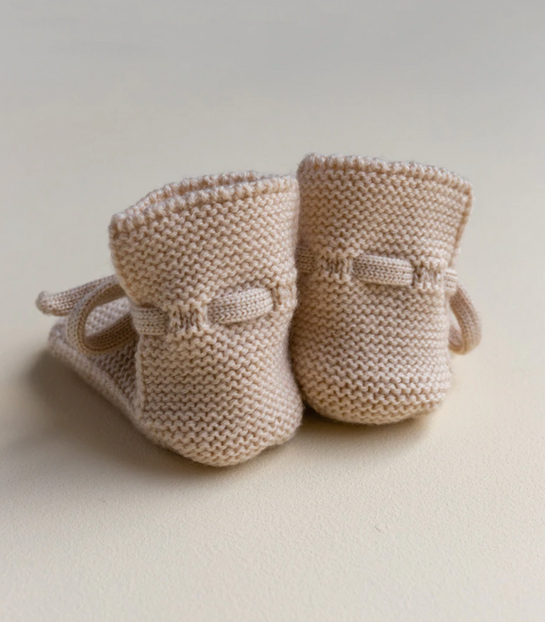 Merino Wool Knit Booties - Oat