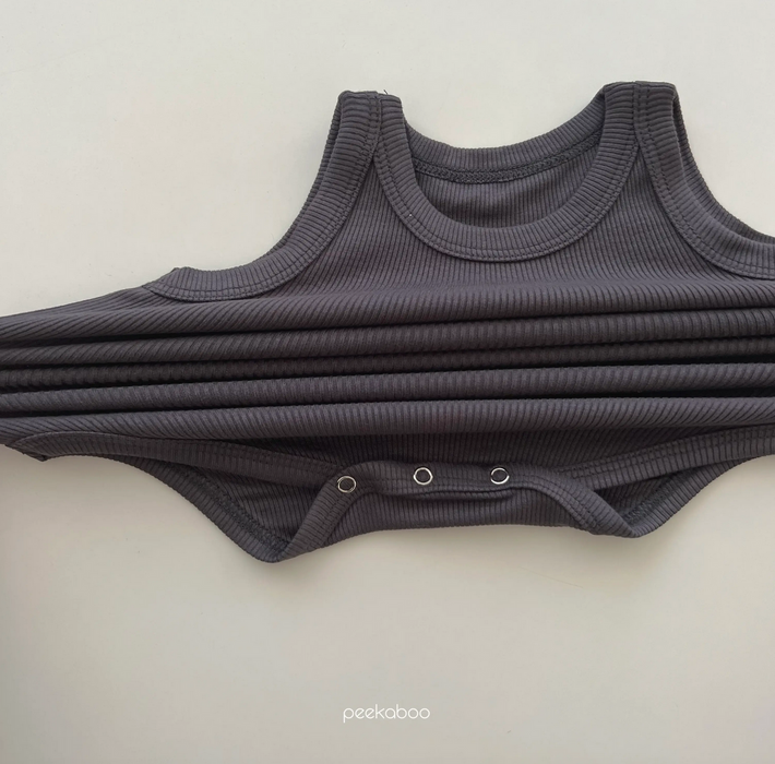 Ribbed Sleeveless Bodysuit - Charcoal