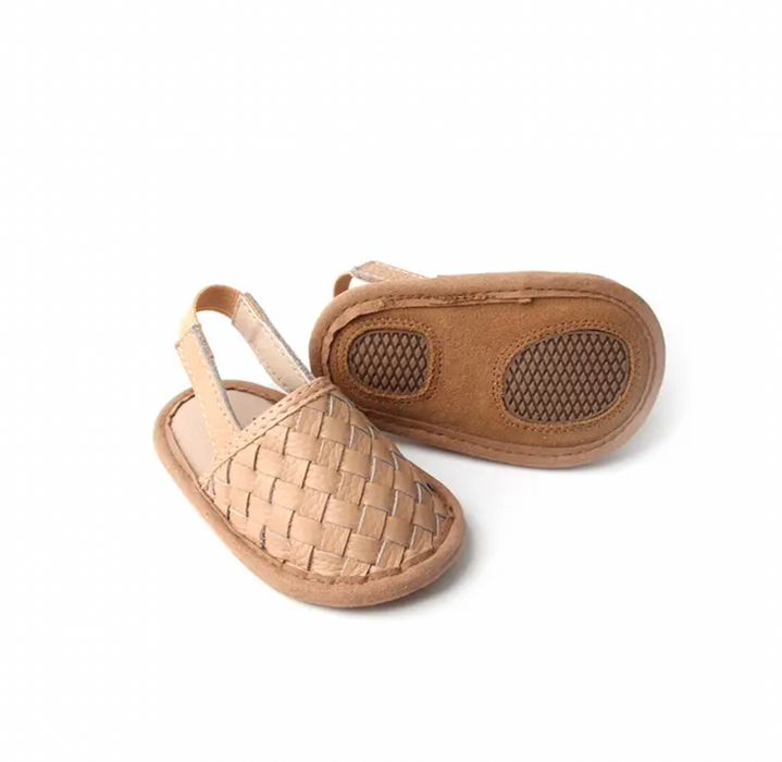 Woven Leather Sandals - Latte