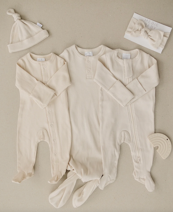 Organic Ribbed Snap One Piece- Vanilla