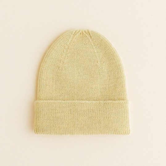 Fonzie Merino Wool Beanie - Light Yellow