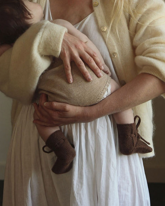 Merino Wool Knit Booties - Dark Brown