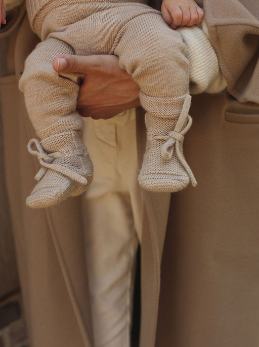 Guido Merino Wool Knit Pants - Sand