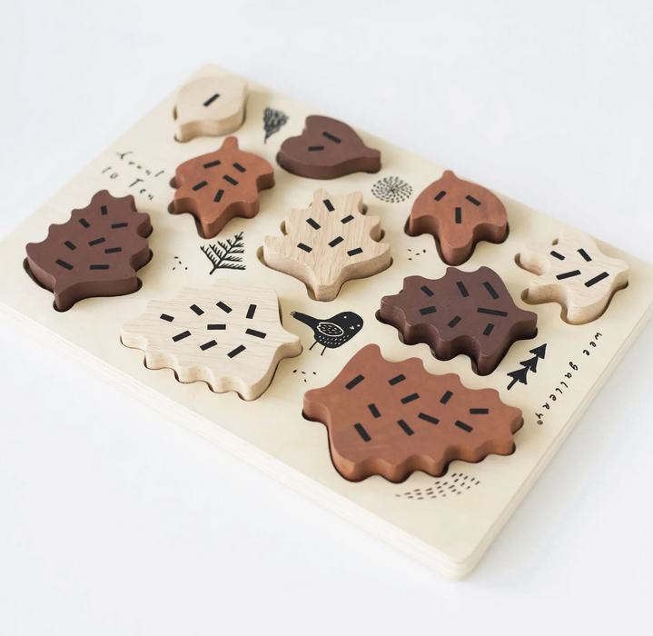 Wooden Tray Puzzle - Count to 10 Leaves