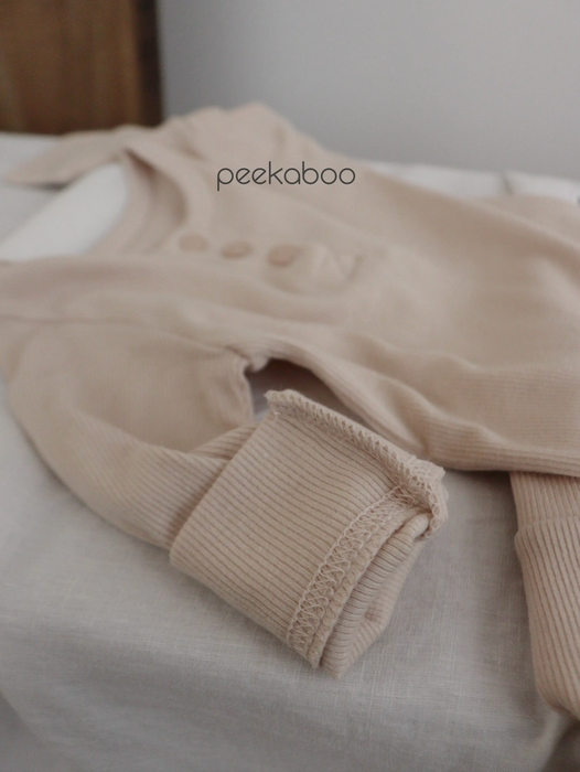 Cotton Ribbed Bodysuit & Pants- Cream