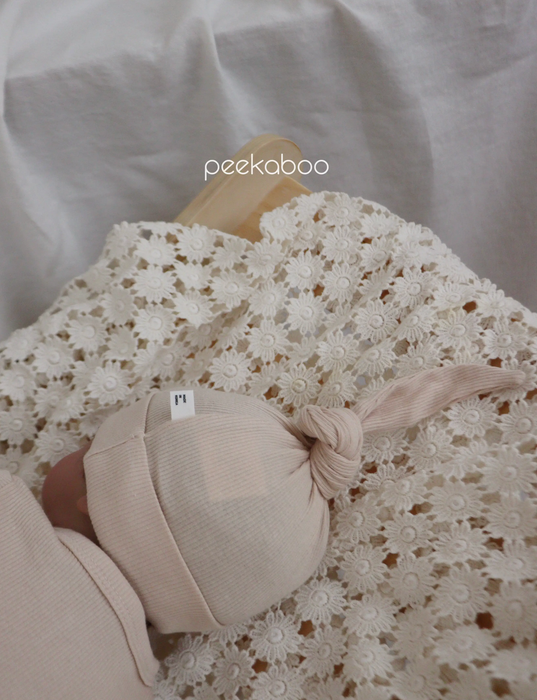 Newborn Ribbed Cotton Gown & Hat- Cream