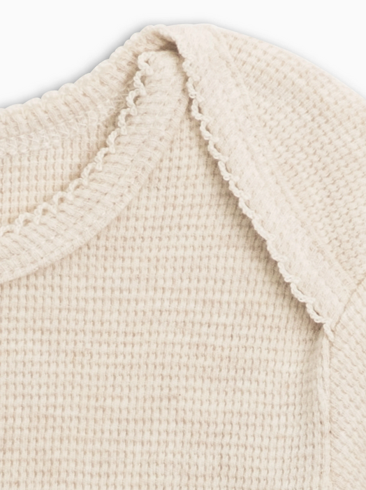 Maren Waffle Knit Long Sleeve Bodysuit - Heather Oat