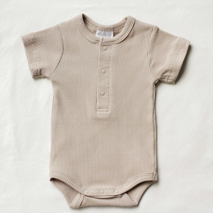 Organic Ribbed Snap Bodysuit- Oatmeal