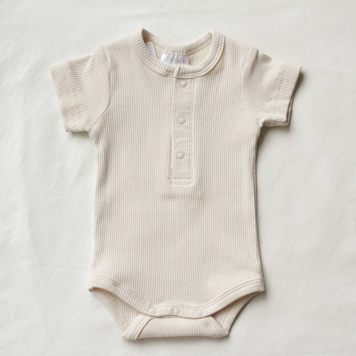 Organic Ribbed Snap Bodysuit- Vanilla