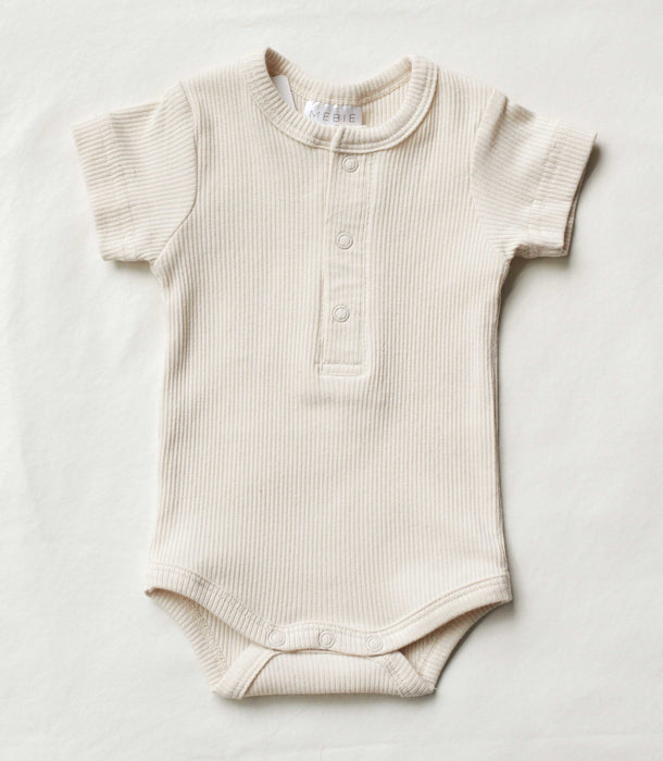 Organic Ribbed Snap Bodysuit- Vanilla