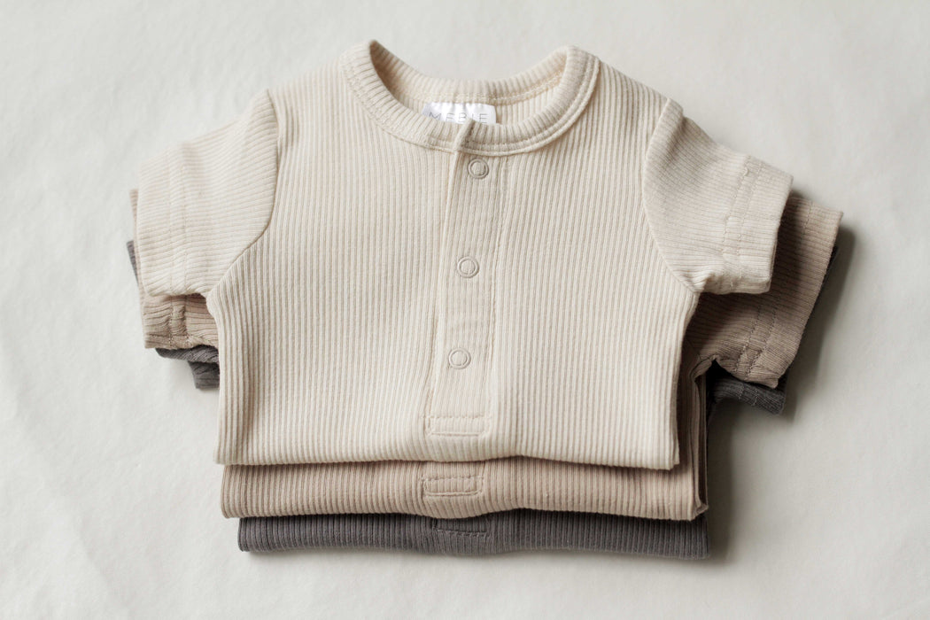 Organic Ribbed Snap Bodysuit- Vanilla