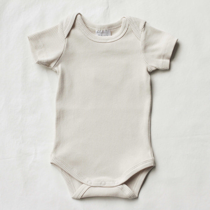 Organic Short Sleeve Ribbed Bodysuit- Vanilla