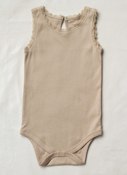 Luna Lace Organic Bodysuit - Clay