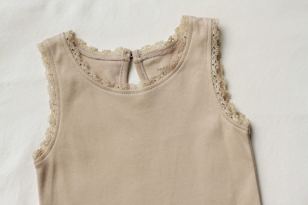 Luna Lace Organic Bodysuit - Clay