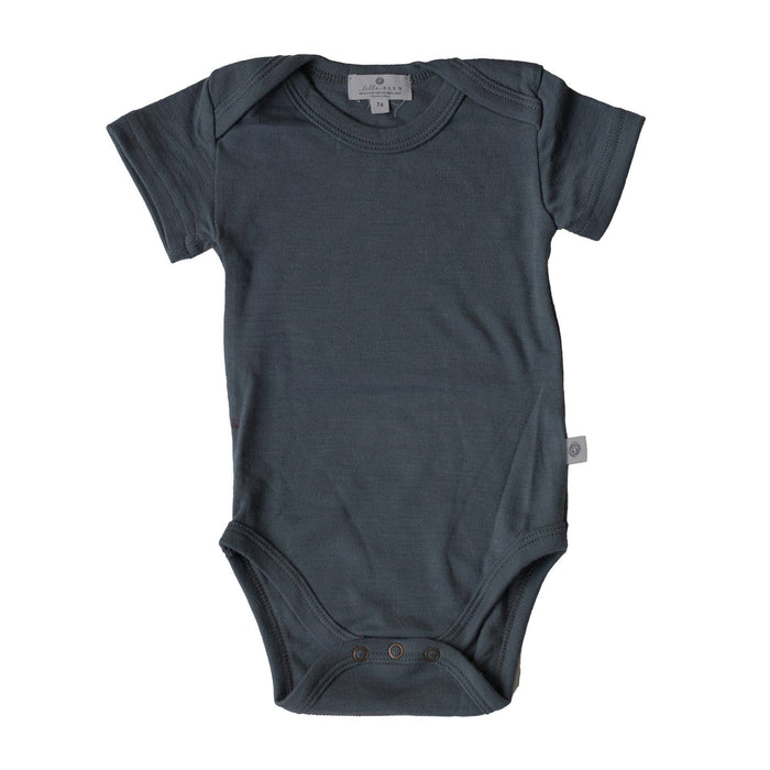 Short Sleeve Wool Bodysuit - Stormy Weather