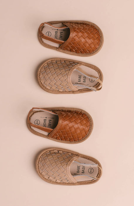 Woven Leather Sandals - Latte