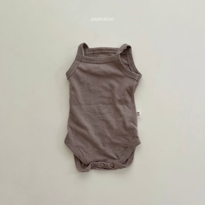 Mesh Sleeveless Bodysuit - Brown
