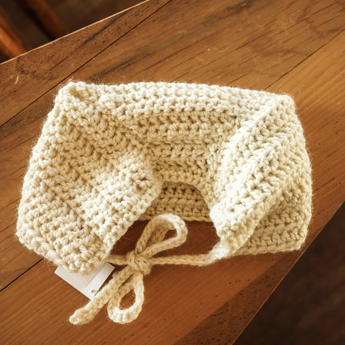 Cream Wool Blend Cat Ears Bonnet