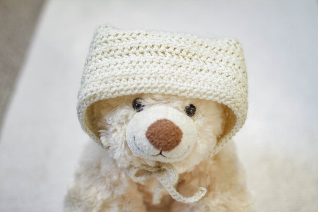 Cream Wool Blend Cat Ears Bonnet