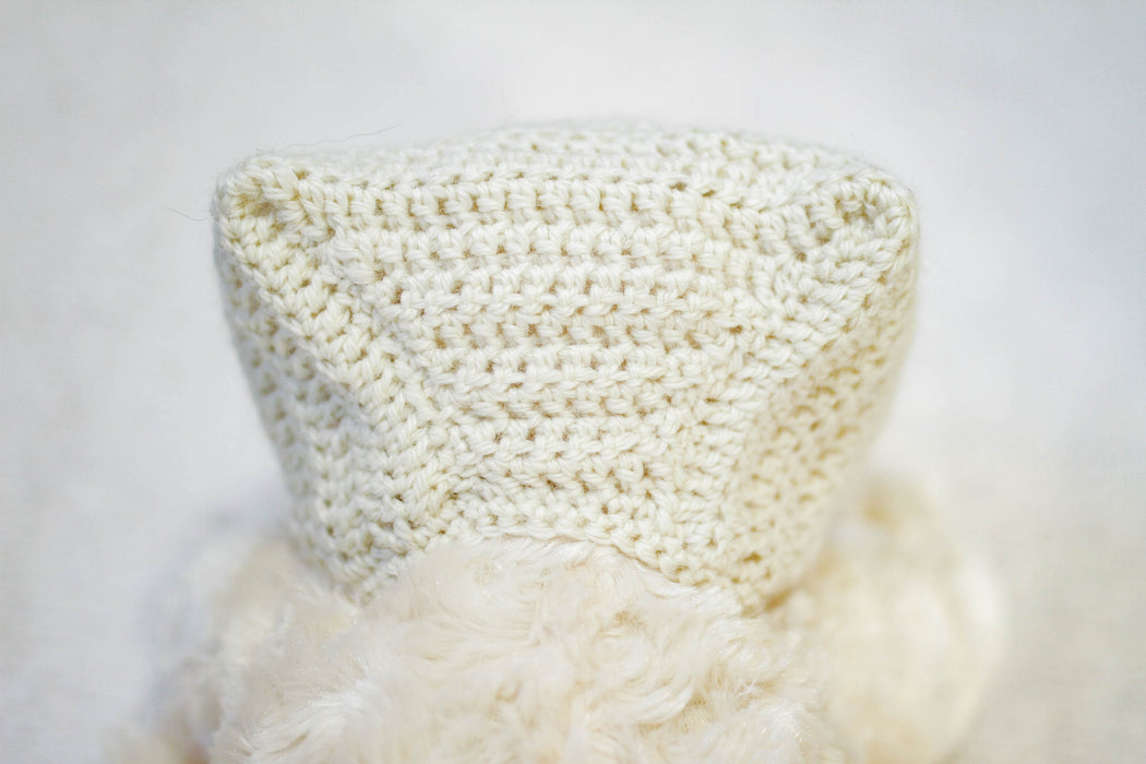 Cream Wool Blend Cat Ears Bonnet