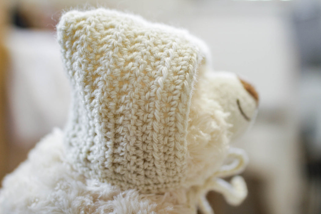 Cream Wool Blend Cat Ears Bonnet