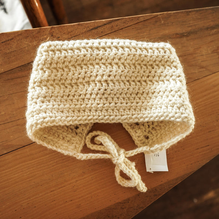 Cream Wool Blend Cat Ears Bonnet