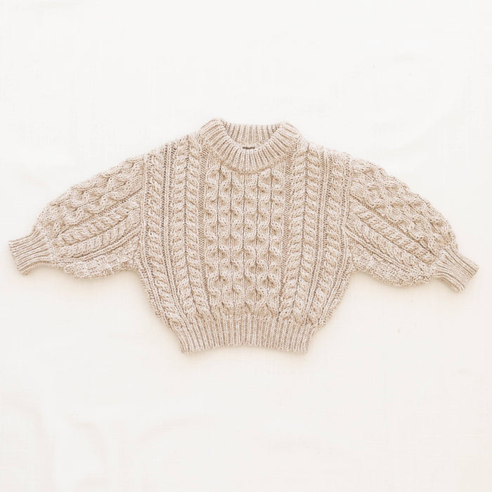 Cable Knit Sweater - Heathered Toast