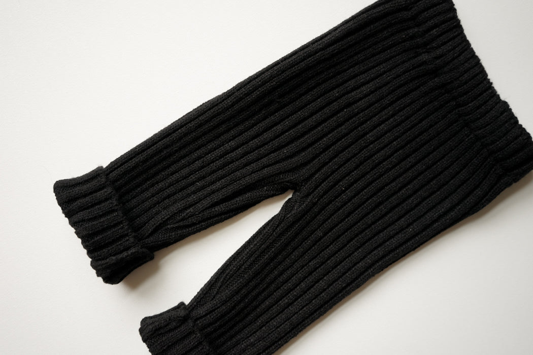 Thick Ribbed Knit Pants - Black