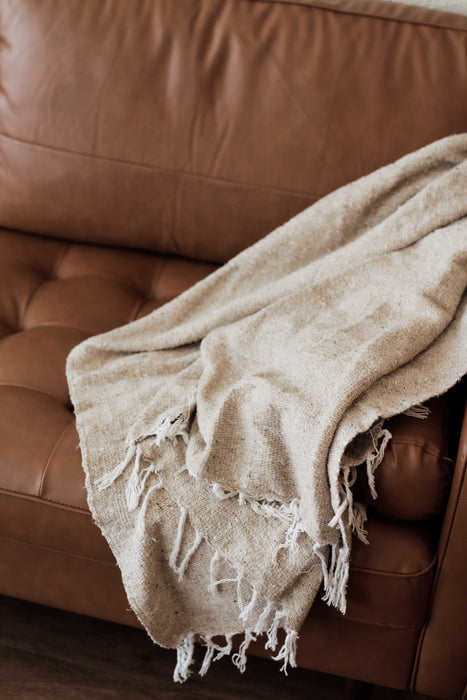 Solid Woven Mexican Blanket - Tan