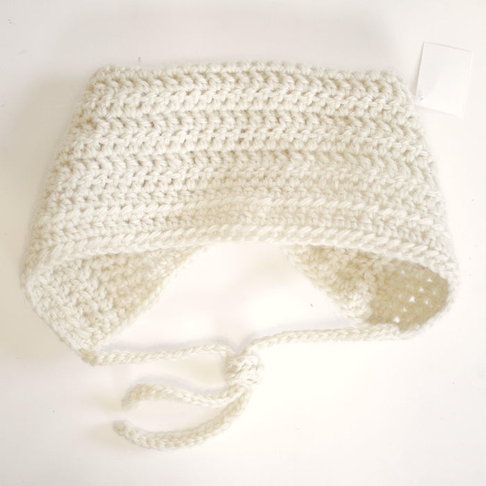 Cream Wool Blend Cat Ears Bonnet