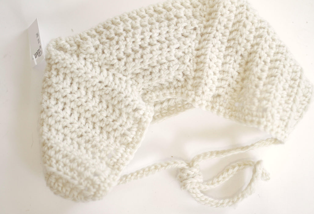 Cream Wool Blend Cat Ears Bonnet