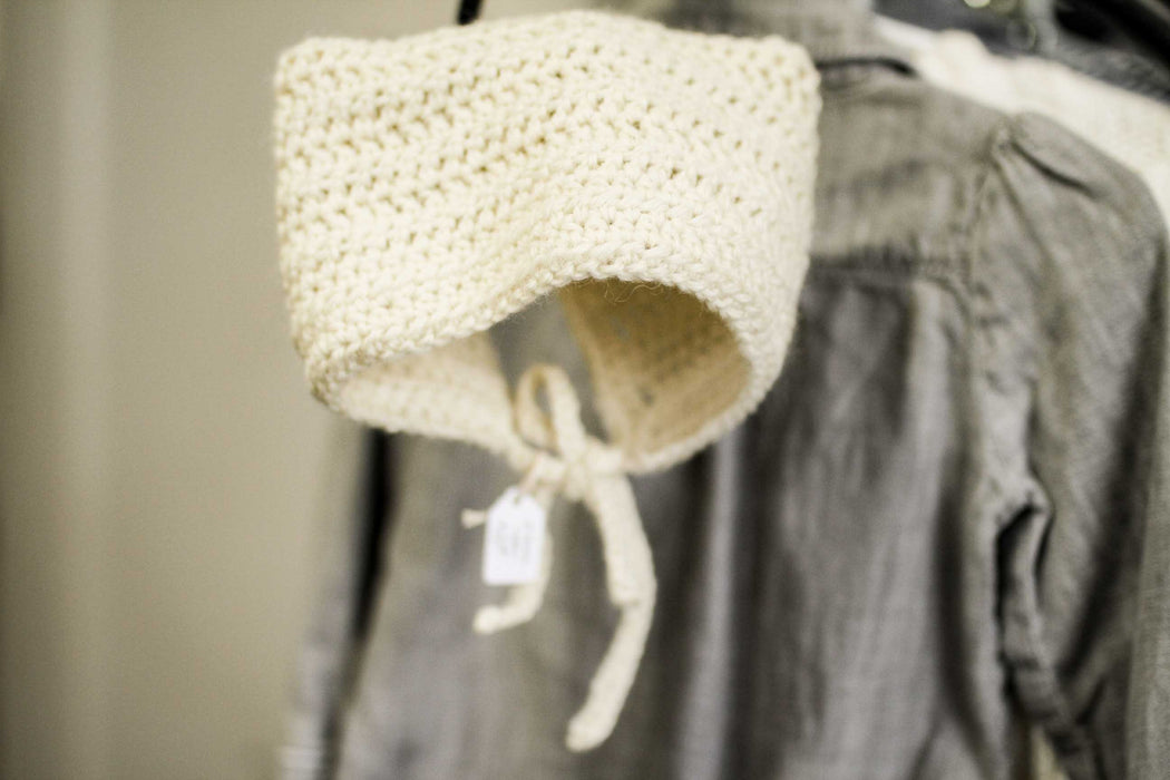 Cream Wool Blend Cat Ears Bonnet