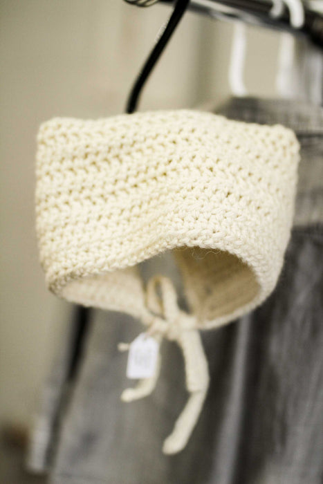 Cream Wool Blend Cat Ears Bonnet