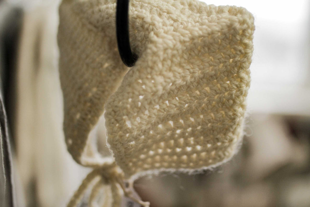 Cream Wool Blend Cat Ears Bonnet