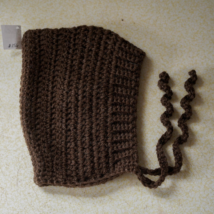 Chocolate Wool Crochet Pixie Bonnet