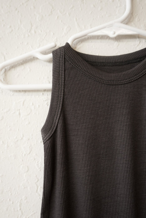 Ribbed Sleeveless Bodysuit - Charcoal