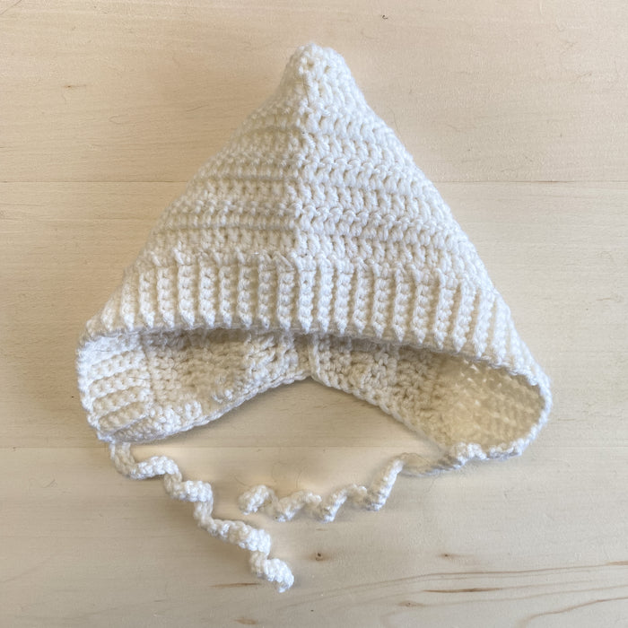 Cream Merino Wool Blend Pixie Bonnet
