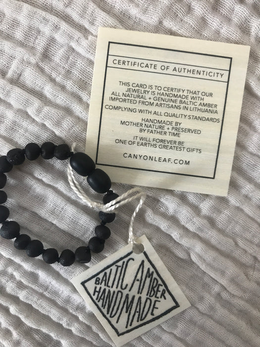 Raw Black Amber Teething Anklet or Bracelet