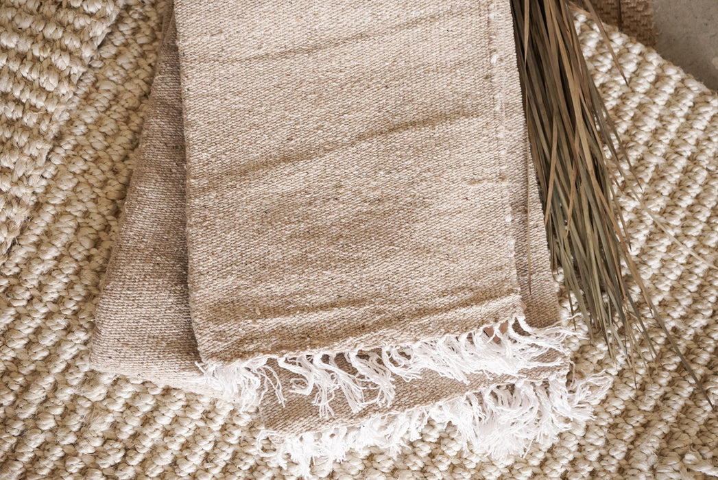 Solid Woven Mexican Blanket - Tan