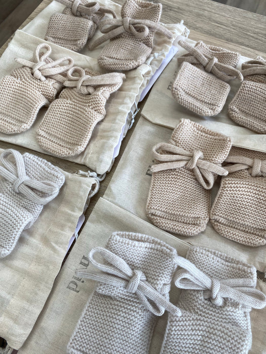 Merino Wool Knit Booties - Oat