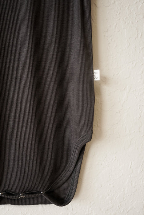Ribbed Sleeveless Bodysuit - Charcoal