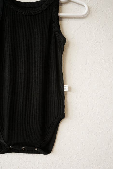Ribbed Sleeveless Bodysuit- Black
