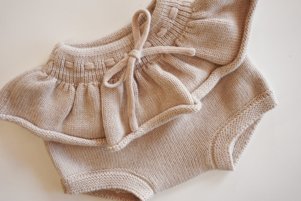 Merino Wool Ruffle Bloomers - Latte