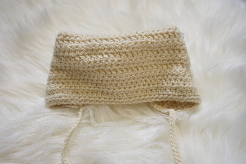 Cream Wool Blend Cat Ears Bonnet