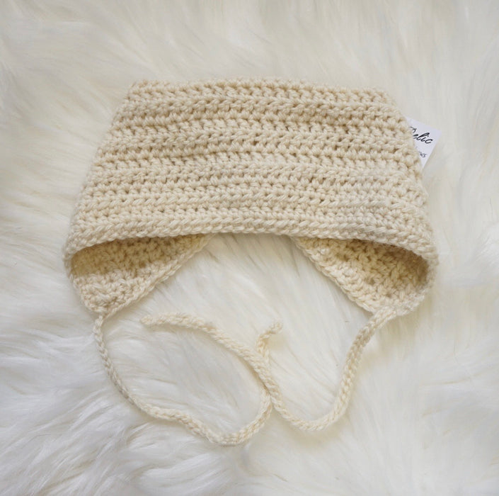 Cream Wool Blend Cat Ears Bonnet