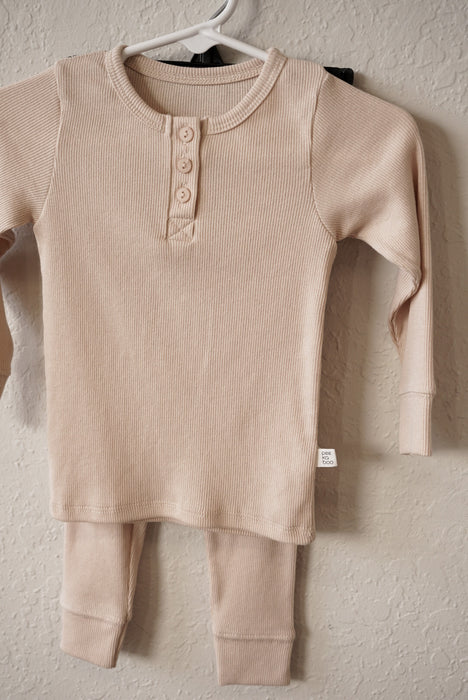 Cotton Ribbed Pajama Set- Cream