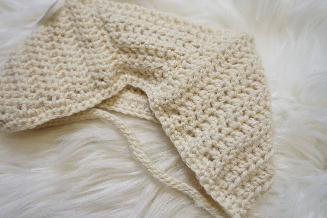 Cream Wool Blend Cat Ears Bonnet