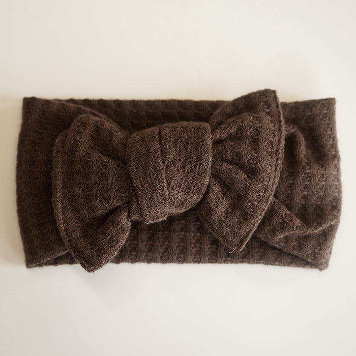 Wide Waffle Headband - Brown